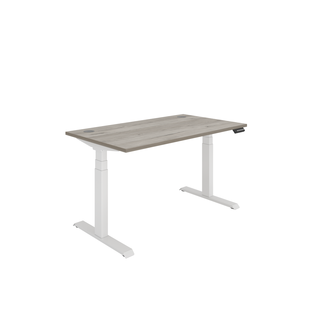 Office Rectangular Dual Motor Sit Stand Desk  (FSC) | 1400X800 | Grey Oak/White