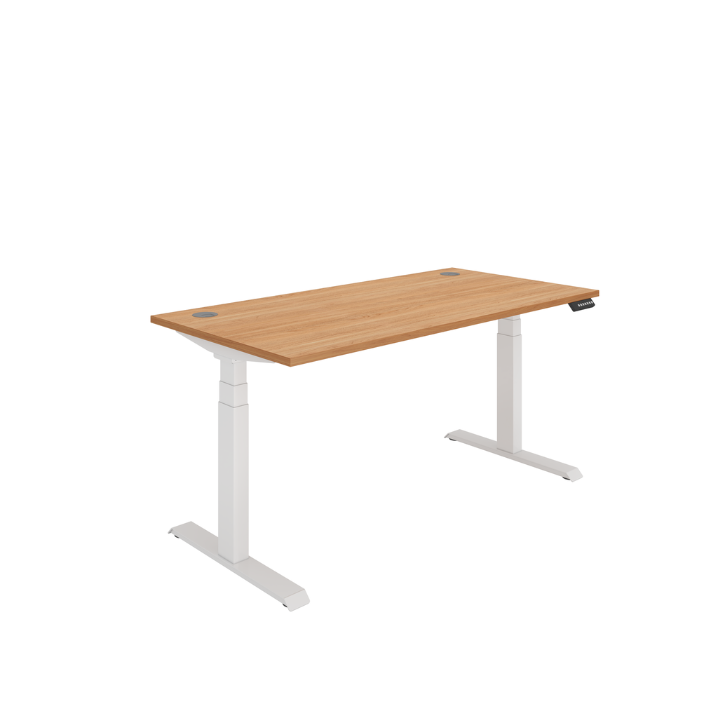 Office Rectangular Dual Motor Sit Stand Desk  (FSC) | 1600X800 | Beech/White