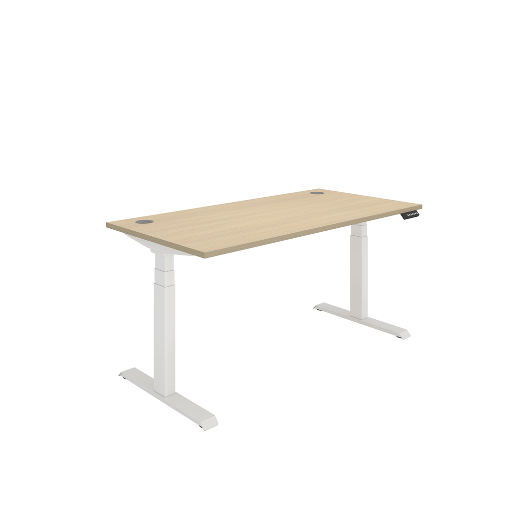 Office Rectangular Dual Motor Sit Stand Desk  (FSC) | 1600X800 | Oak/White