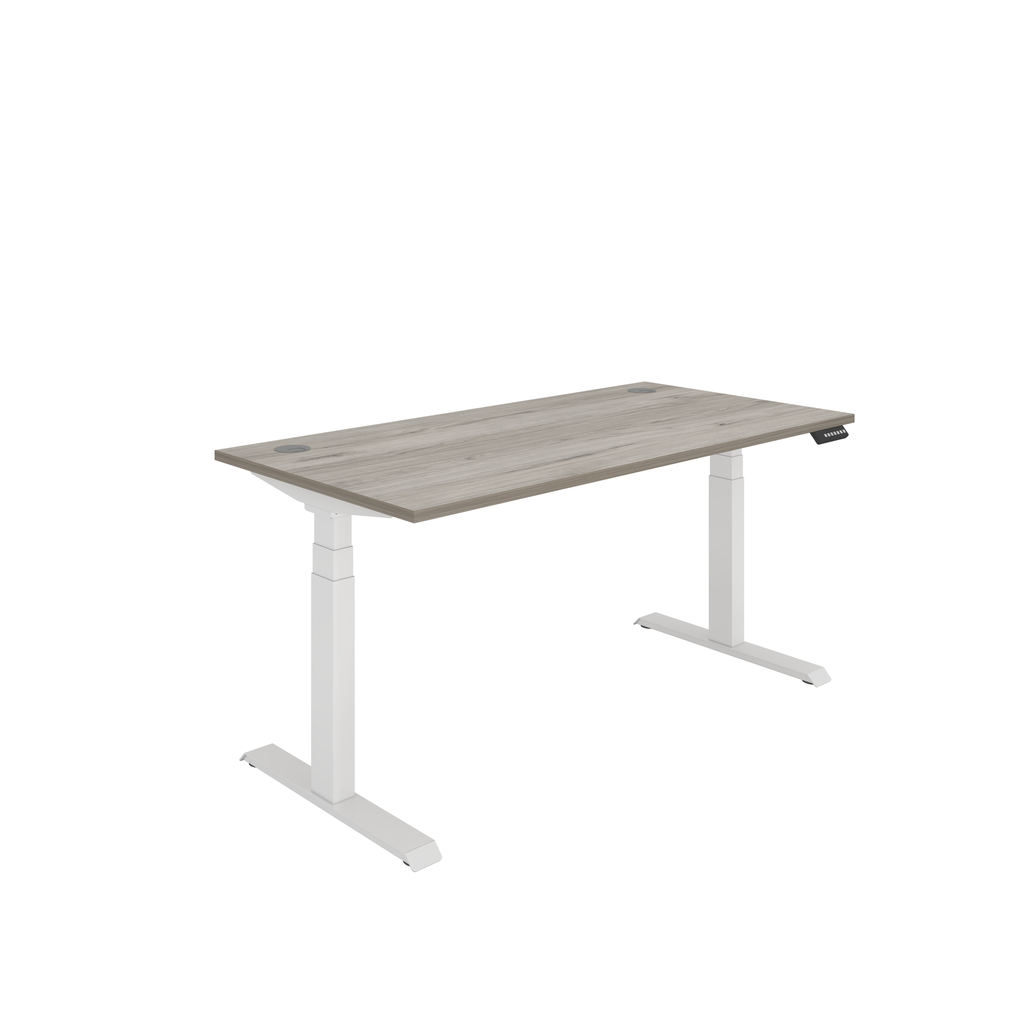 Office Rectangular Dual Motor Sit Stand Desk  (FSC) | 1600X800 | Grey Oak/White