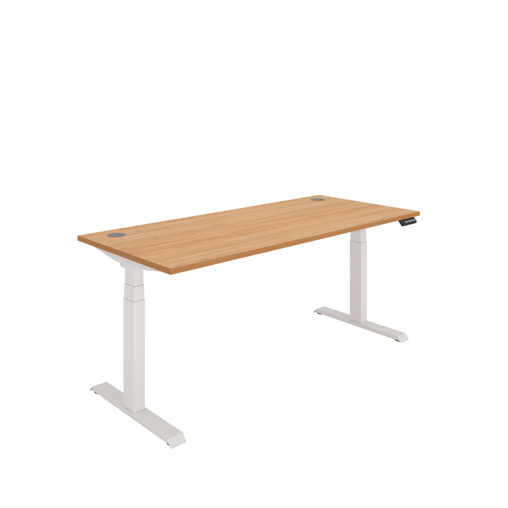 Office Rectangular Dual Motor Sit Stand Desk  (FSC) | 1800X800 | Beech/White