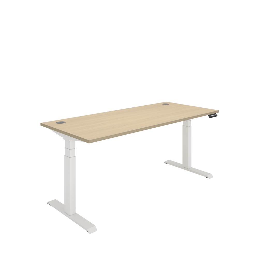 Office Rectangular Dual Motor Sit Stand Desk  (FSC) | 1800X800 | Oak/White