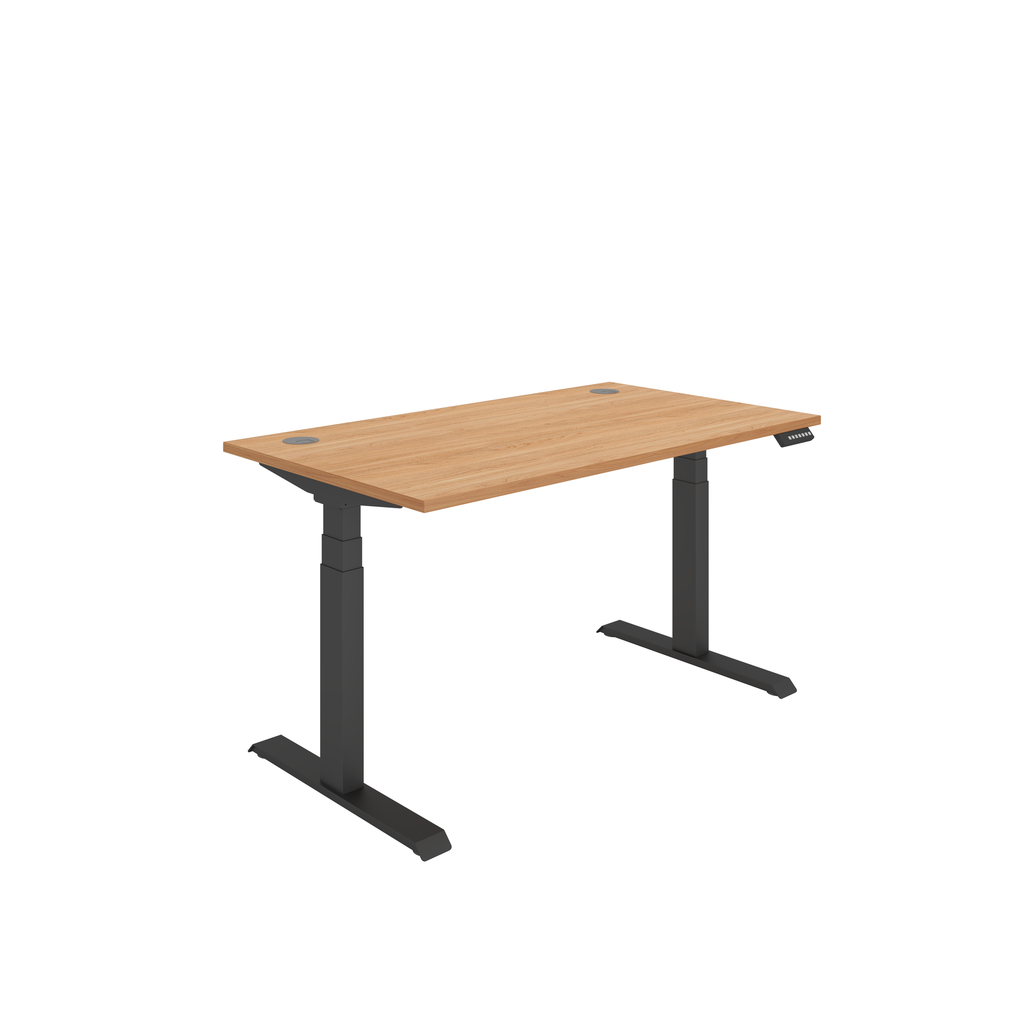 Office Rectangular Dual Motor Sit Stand Desk  (FSC) | 1400X800 | Beech/Black