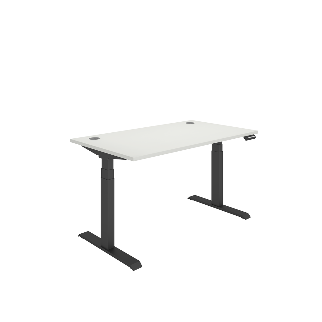 Office Rectangular Dual Motor Sit Stand Desk  (FSC) | 1400X800 | White/Black