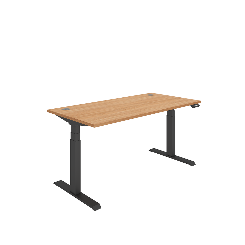 Office Rectangular Dual Motor Sit Stand Desk  (FSC) | 1600X800 | Beech/Black