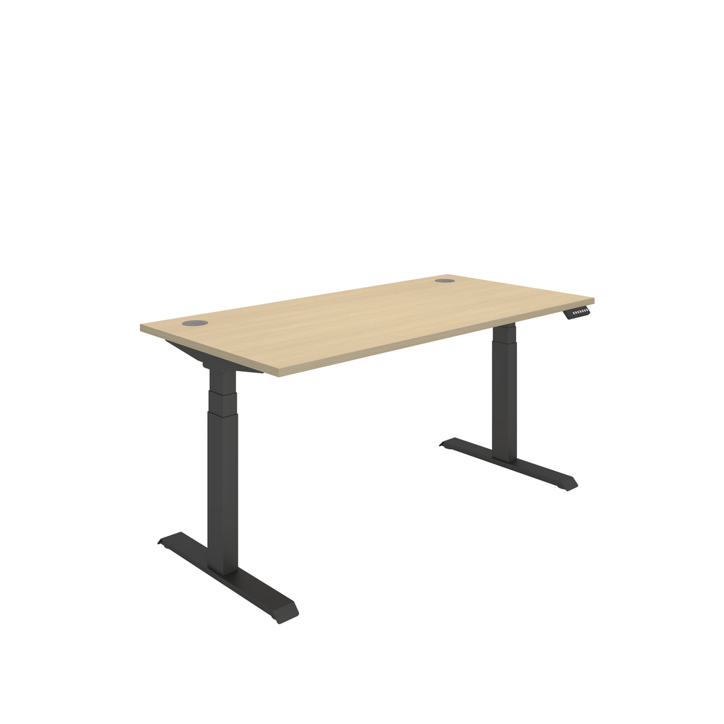 Office Rectangular Dual Motor Sit Stand Desk  (FSC) | 1600X800 | Oak/Black