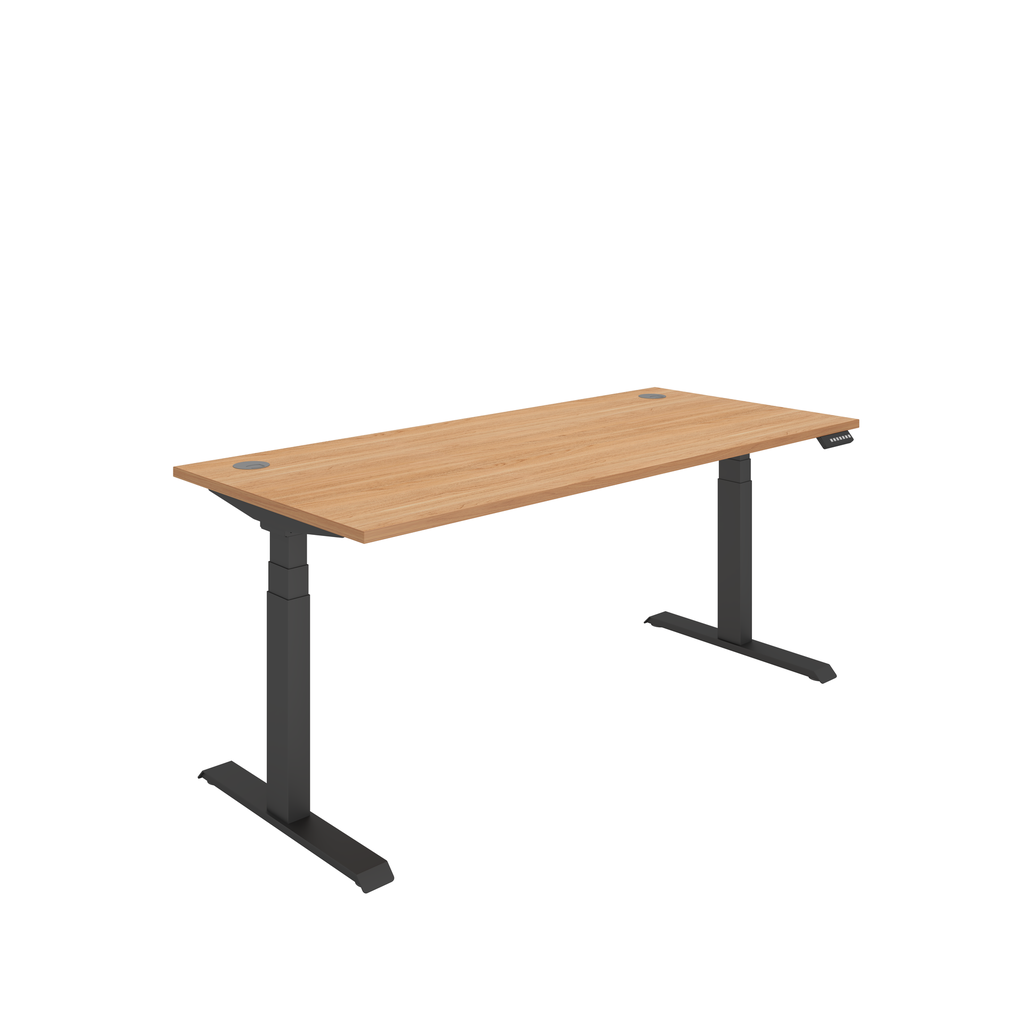 Office Rectangular Dual Motor Sit Stand Desk  (FSC) | 1800X800 | Beech/Black