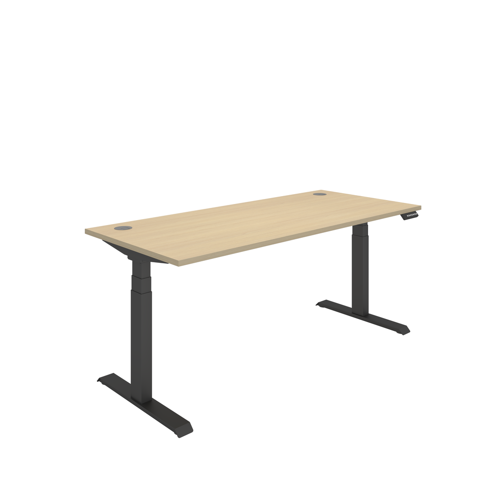 Office Rectangular Dual Motor Sit Stand Desk  (FSC) | 1800X800 | Oak/Black