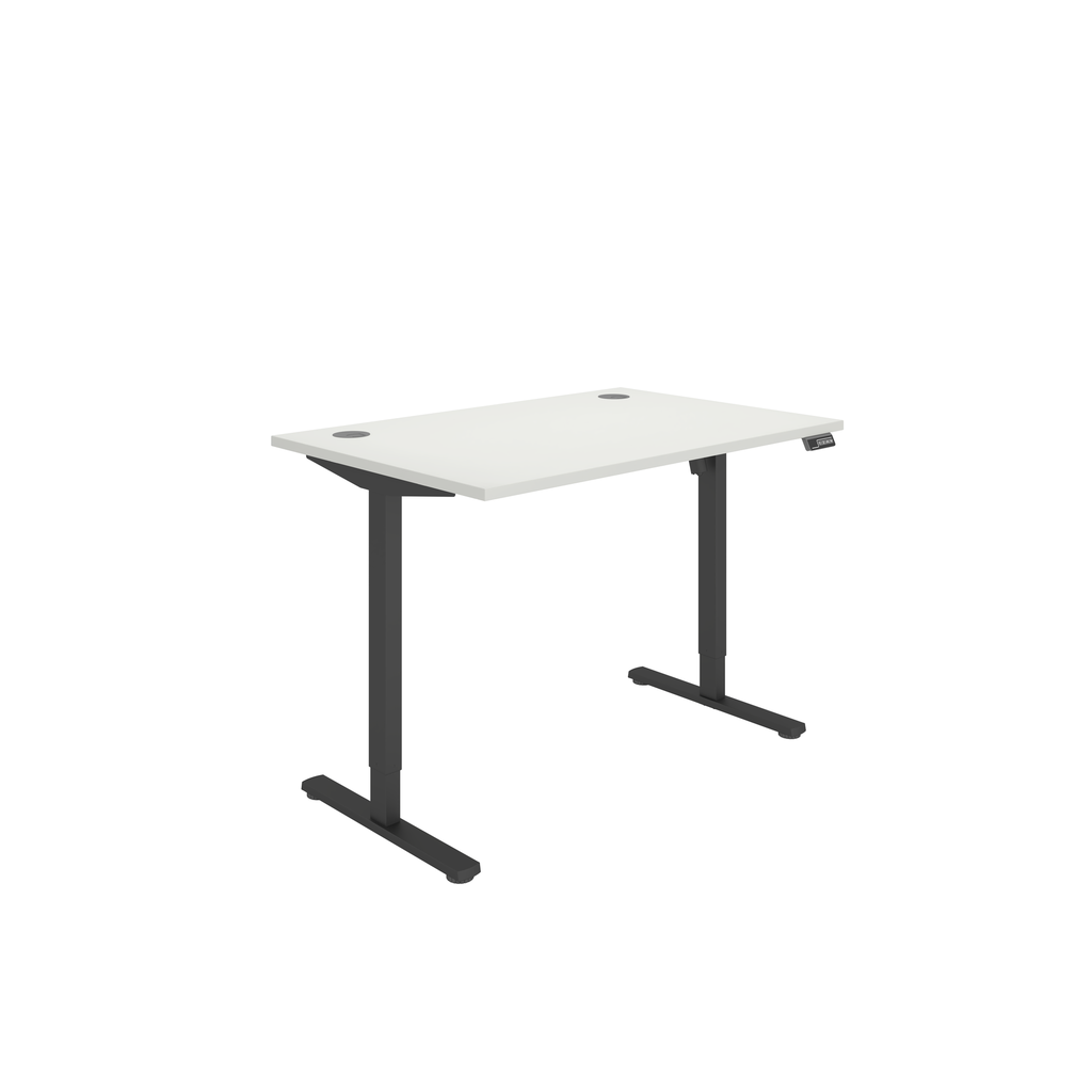 Office Rectangular Single Motor Sit Stand Desk  (FSC) | 1200X800 | White/Black