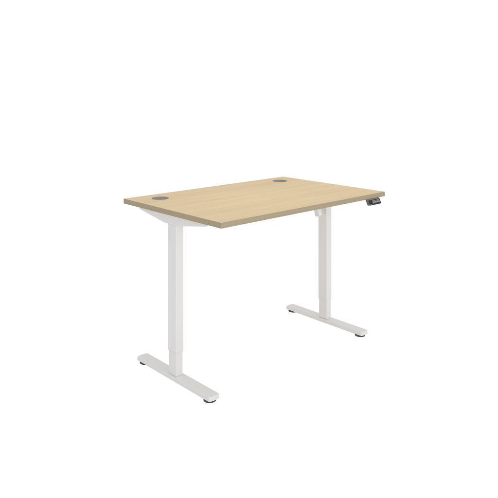 Office Rectangular Single Motor Sit Stand Desk  (FSC) | 1200X800 | Oak/White