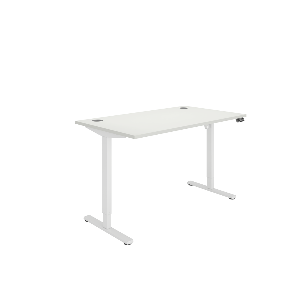 Office Rectangular Single Motor Sit Stand Desk  (FSC) | 1400X800 | White/White