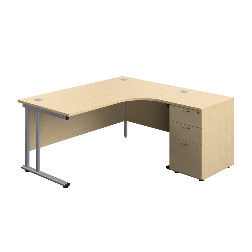 Twin Upright Radial Desk & Pedestal Bundle (FSC)