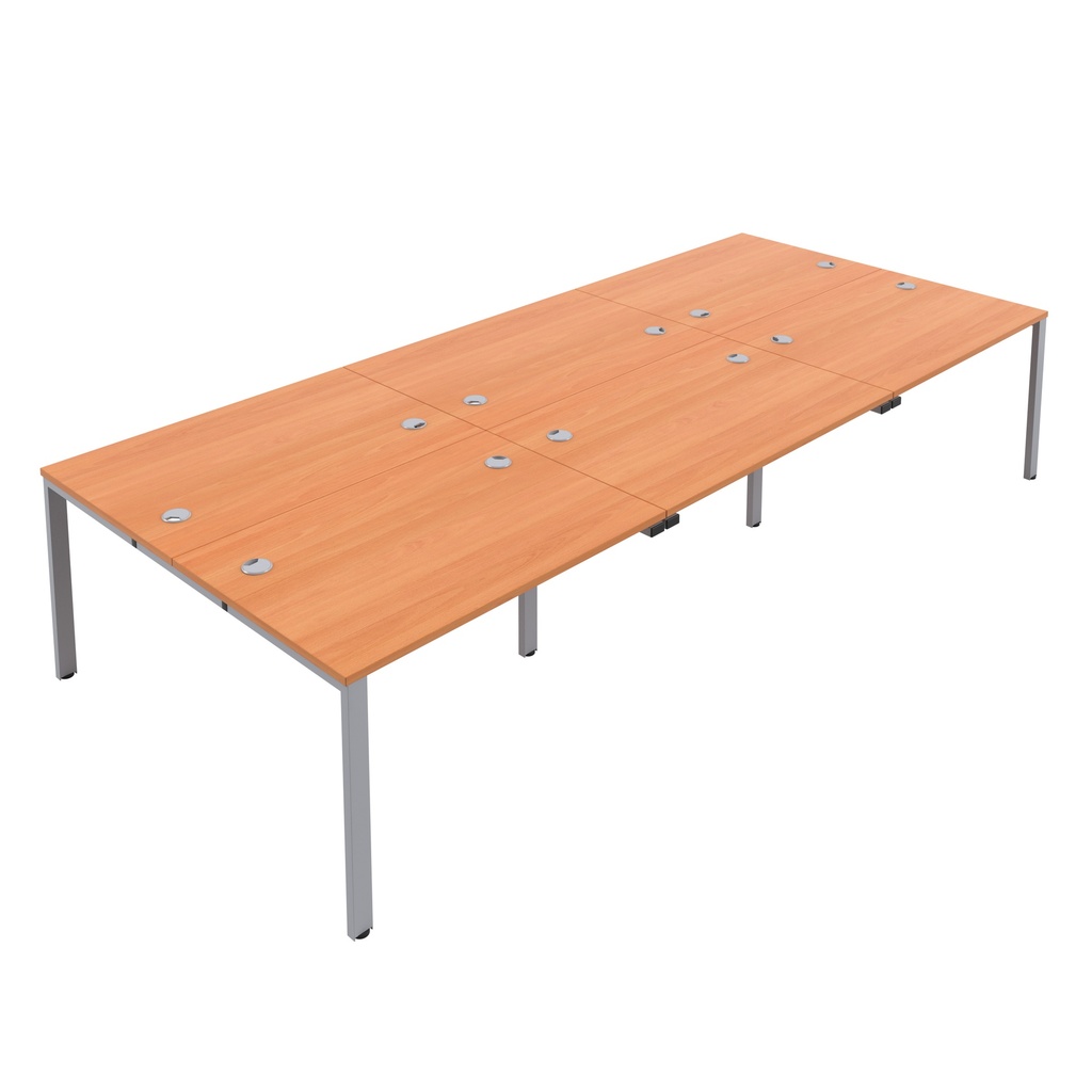 CB Bench with Cable Ports: 6 Person (FSC) | 1200 X 800 | Beech/Silver | 