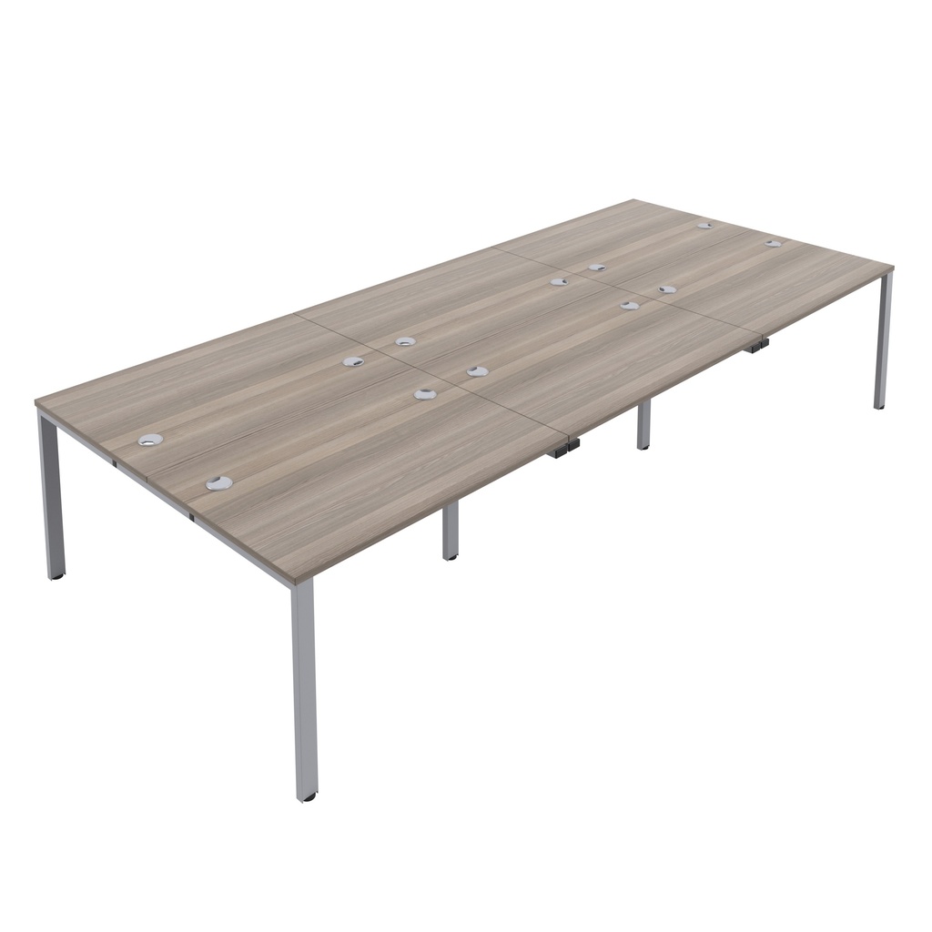 CB Bench with Cable Ports: 6 Person (FSC) | 1200 X 800 | Grey Oak/Silver | 