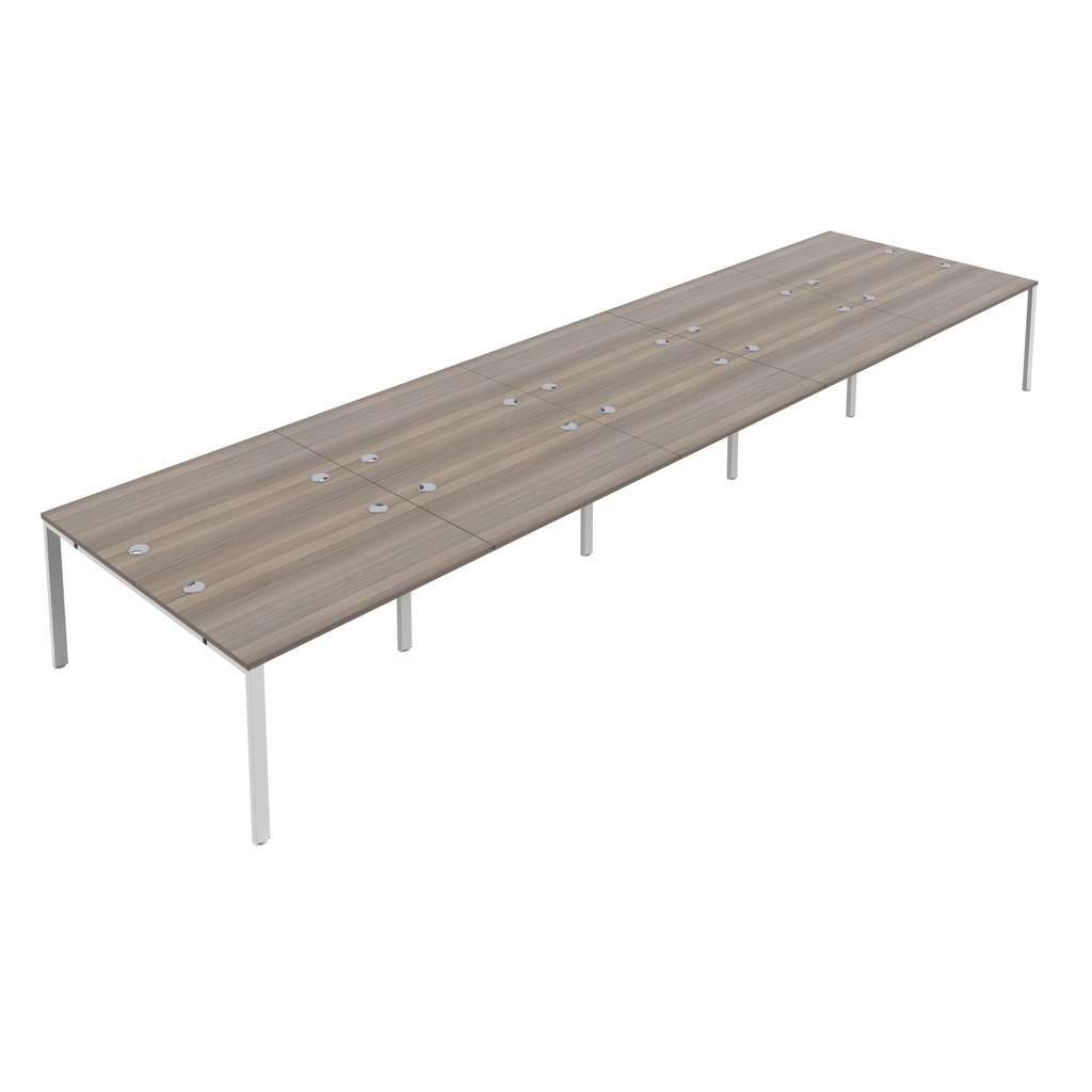 CB Bench with Cable Ports: 10 Person (FSC) | 1200 X 800 | Grey Oak/White | 