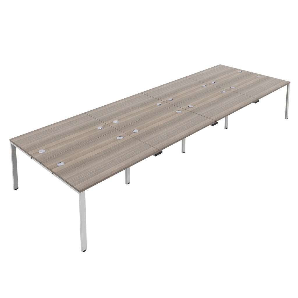 CB Bench with Cable Ports: 8 Person (FSC) | 1200 X 800 | Grey Oak/White | 