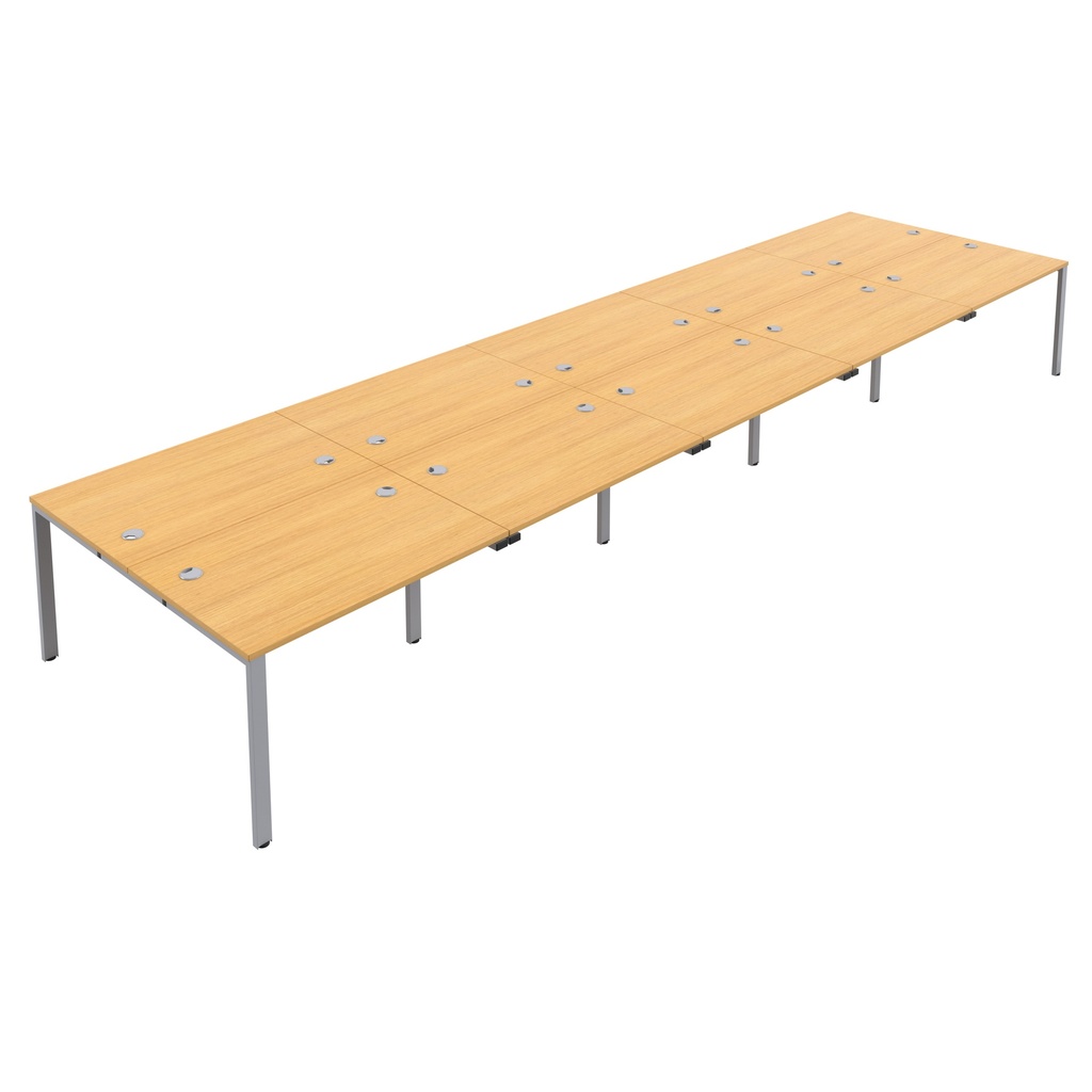 CB Bench with Cable Ports: 10 Person (FSC) | 1200 X 800 | Nova Oak/Silver | 