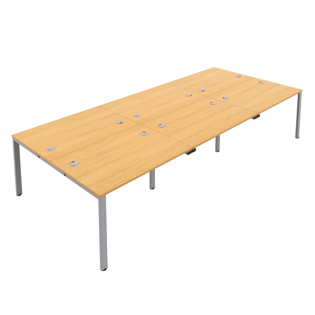 CB Bench with Cable Ports: 6 Person (FSC) | 1200 X 800 | Nova Oak/Silver | 