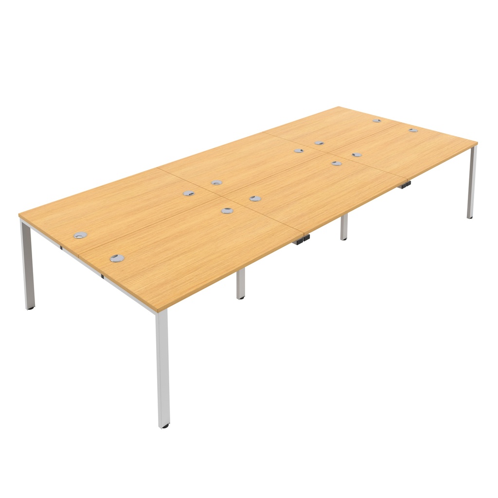 CB Bench with Cable Ports: 6 Person (FSC) | 1200 X 800 | Nova Oak/White | 