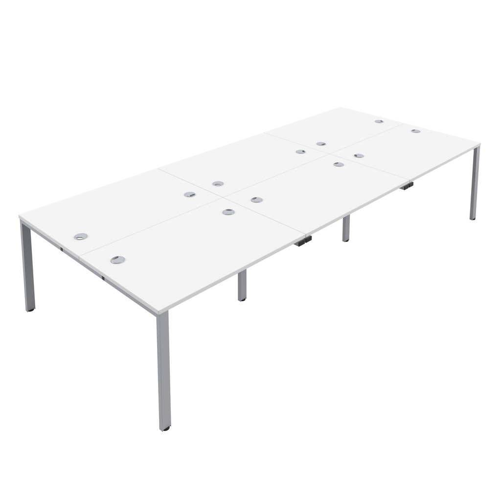 CB Bench with Cable Ports: 6 Person (FSC) | 1200 X 800 | White/Silver | 