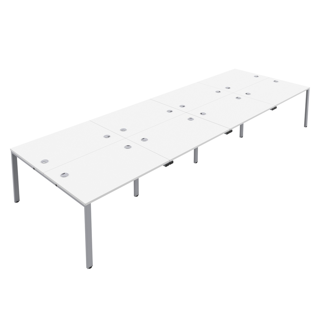 CB Bench with Cable Ports: 8 Person (FSC) | 1200 X 800 | White/Silver | 