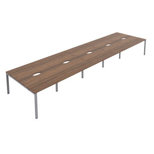 CB Bench with Cut Out: 10 Person (FSC) | 1400 x 800 | Dark Walnut/Silver | 