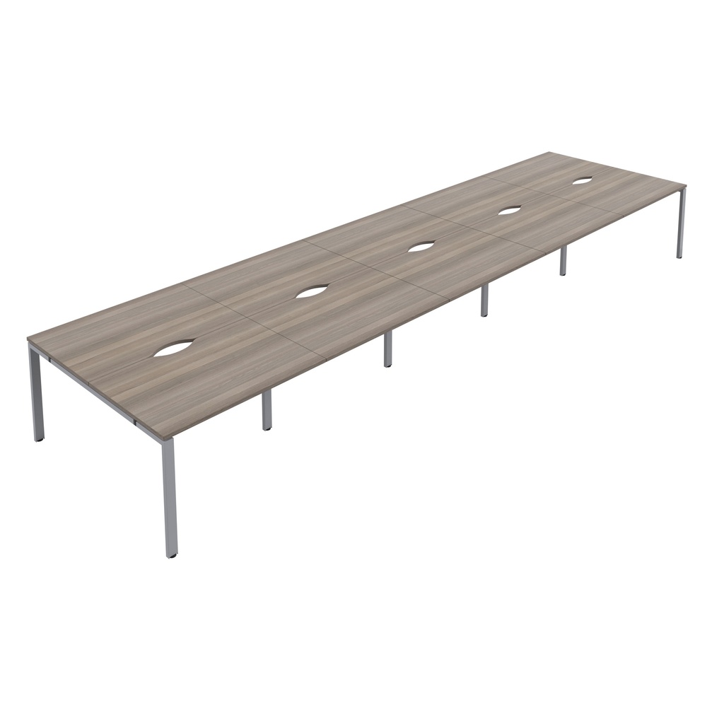 CB Bench with Cut Out: 10 Person (FSC) | 1400 X 800 | Grey Oak/Silver | 