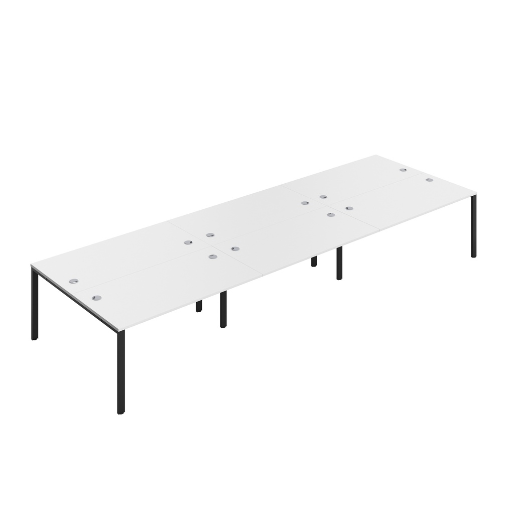 CB Bench with Cable Port: 6 Person (FSC) | 1600 x 800 | White/Black | 