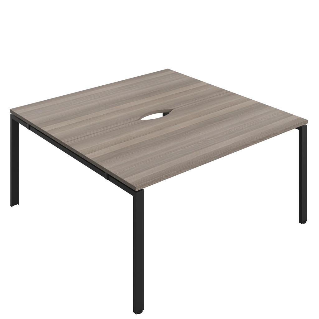 CB Bench with Cut Out: 2 Person (FSC) | 1600 x 800 | Grey Oak/Black | 