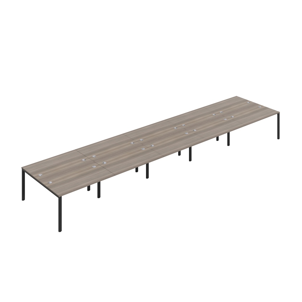 CB Bench with Cable Ports: 10 Person (FSC) | 1400 x 800 | Grey Oak/Black | 