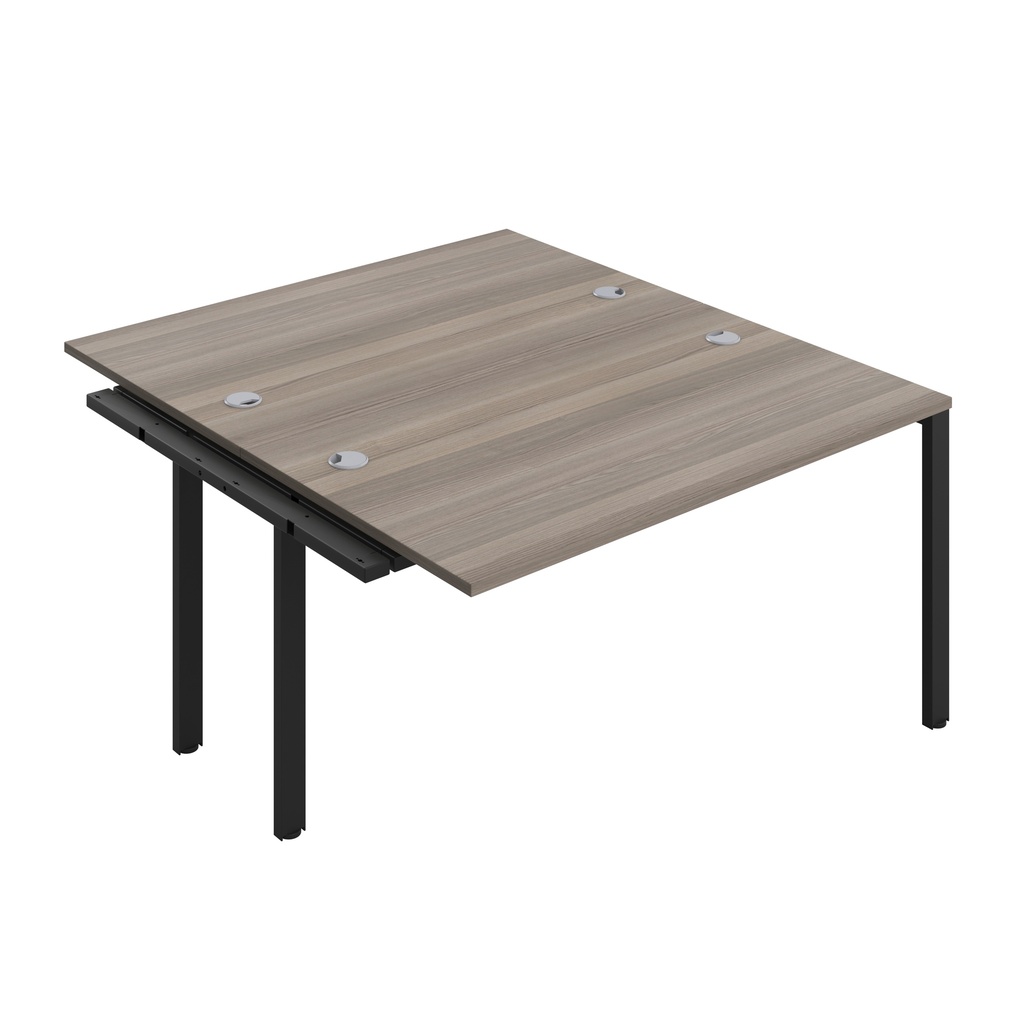 CB Bench Extension with Cable Ports: 2 Person (FSC) | 1400 x 800 | Grey Oak/Black | 