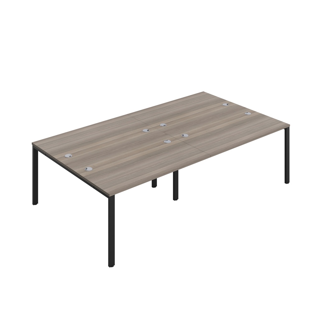 CB Bench with Cable Ports: 4 Person (FSC) | 1400 x 800 | Grey Oak/Black | 