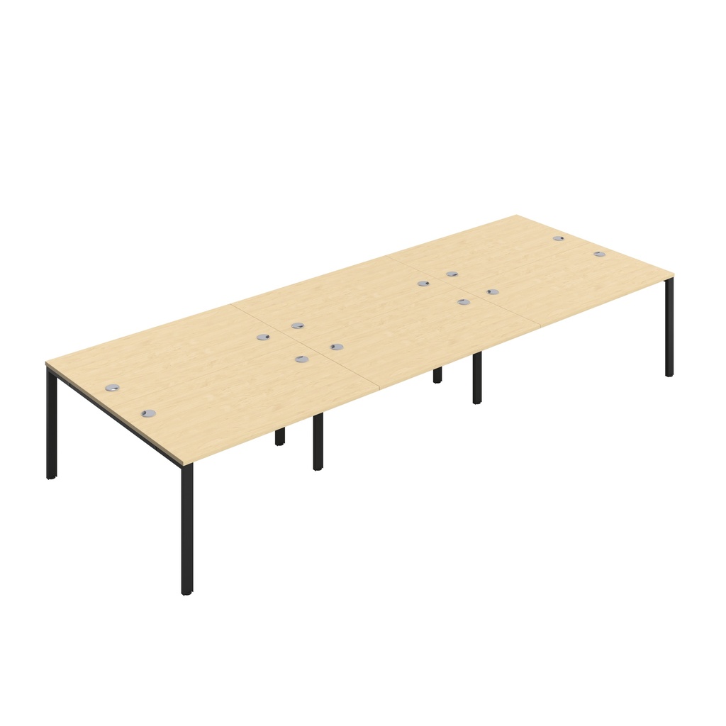 CB Bench with Cable Ports: 6 Person (FSC) | 1400 x 800 | Maple/Black | 