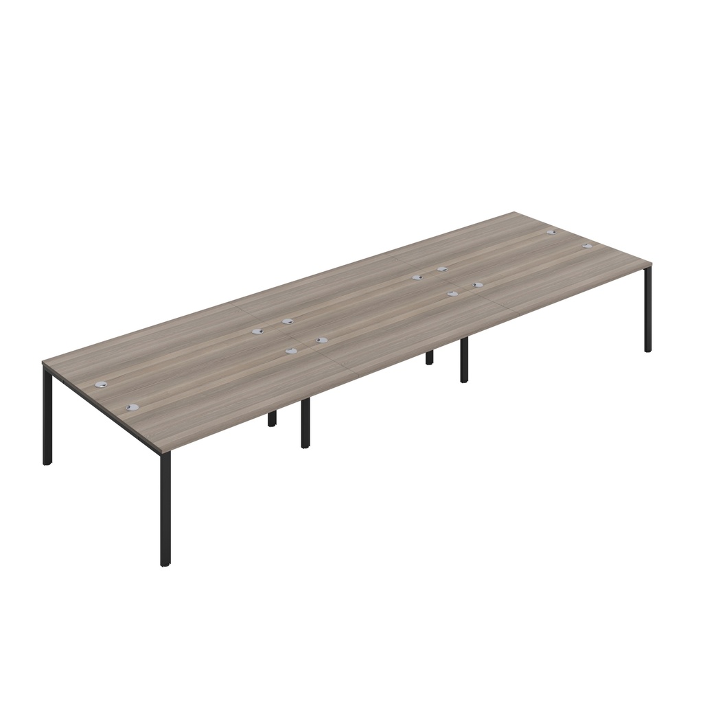 CB Bench with Cable Port: 6 Person (FSC) | 1600 x 800 | Grey Oak/Black | 