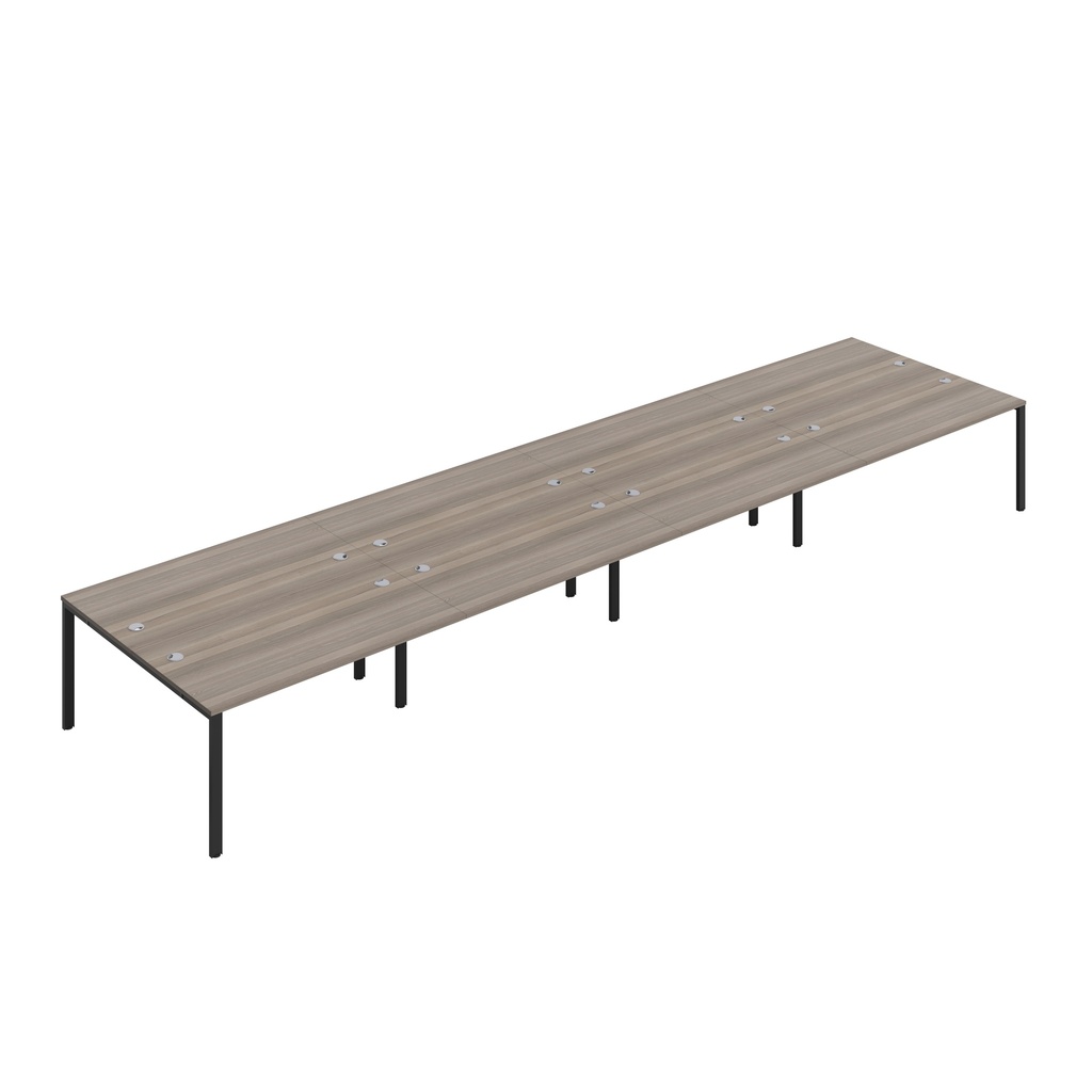 CB Bench with Cable Port: 8 Person (FSC) | 1600 x 800 | Grey Oak/Black | 