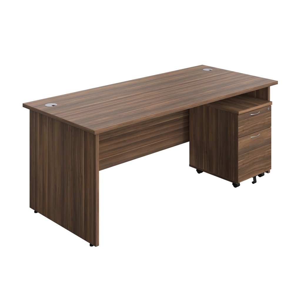 Panel Rectangular Desk + 2 Drawer Mobile Pedestal Bundle (FSC) | 1800X800 | Dark Walnut/Dark Walnut | 