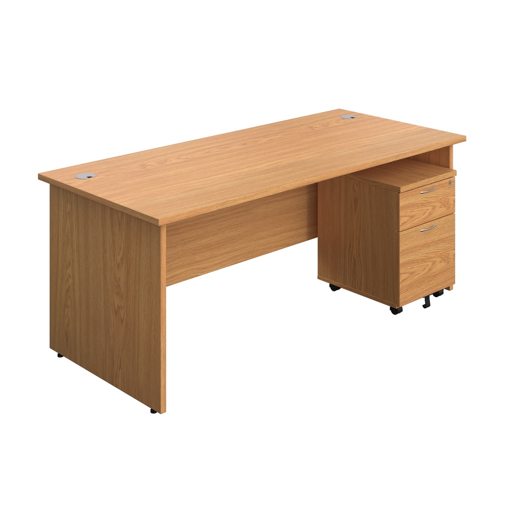 Panel Rectangular Desk + 2 Drawer Mobile Pedestal Bundle (FSC) | 1800X800 | Nova Oak/Nova Oak | 