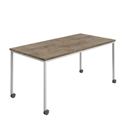 [T-MOBILE-1480WHGNO] Titan Mobile Rectangular Table (FSC) | 1400 X 800 | White/Grey Nebraska Oak