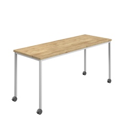 [T-MOBILE-1280WHNNO] Titan Mobile Rectangular Table (FSC) | 1200 X 800 | White/Natural Nebraska Oak