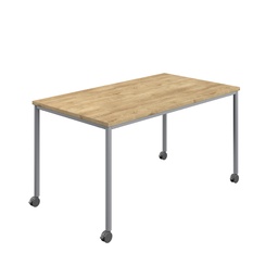 [T-MOBILE-1660SVNNO] Titan Mobile Rectangular Table (FSC) | 1600 X 600 | Silver/Natural Nebraska Oak