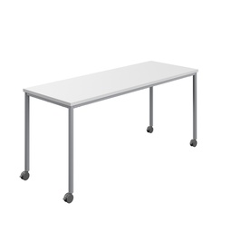 [T-MOBILE-1680SVWHT] Titan Mobile Rectangular Table (FSC) | 1600 X 800 | Silver/White