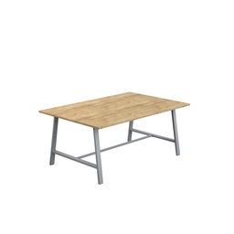 [T-LOW-M-1810SVNNO] Titan Low Maker Rectangular Table (FSC) | 1800 X 1000 | Silver/Natural Nebraska Oak