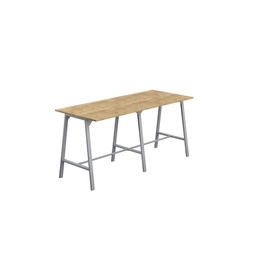 [T-HIGH-M-1210SVNNO] Titan High Maker Rectangular Table (FSC) | 1200 X 1000 | Silver/Natural Nebraska Oak