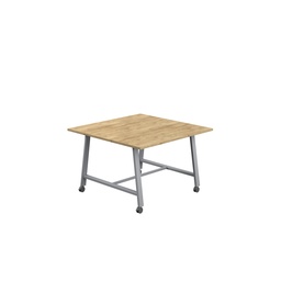 [T-LOW-MM-1210SVNNO] Titan Mobile Low Maker Rectangular Table (FSC) | 1200 X 1000 | Silver/Natural Nebraska Oak