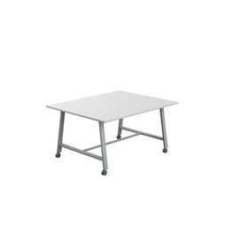 [T-LOW-MM-1510SVWHT] Titan Mobile Low Maker Rectangular Table (FSC) | 1500 X 1000 | Silver/White