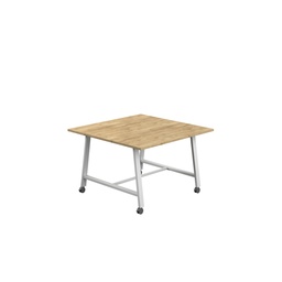 [T-LOW-MM-1210WHTNNO] Titan Mobile Low Maker Rectangular Table (FSC) | 1200 X 1000 | White/Natural Nebraska Oak