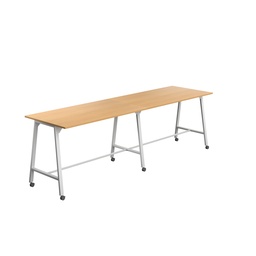 [T-HIGH-MM-1810WHTB] Titan Mobile High Maker Rectangular Table (FSC) | 1800 X 1000 | White/Ellmau Beech