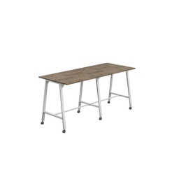 [T-HIGH-MM-1210WHTGNO] Titan Mobile High Maker Rectangular Table (FSC) | 1200 X 1000 | White/Grey Nebraska Oak