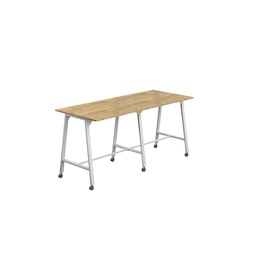 [T-HIGH-MM-1210WHTNNO] Titan Mobile High Maker Rectangular Table (FSC) | 1200 X 1000 | White/Natural Nebraska Oak