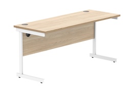 [CORE1660SUOKWH] Office Rectangular Desk With Steel Single Upright Cantilever Frame (Fsc) | 1600X600 | Canadian Oak/White